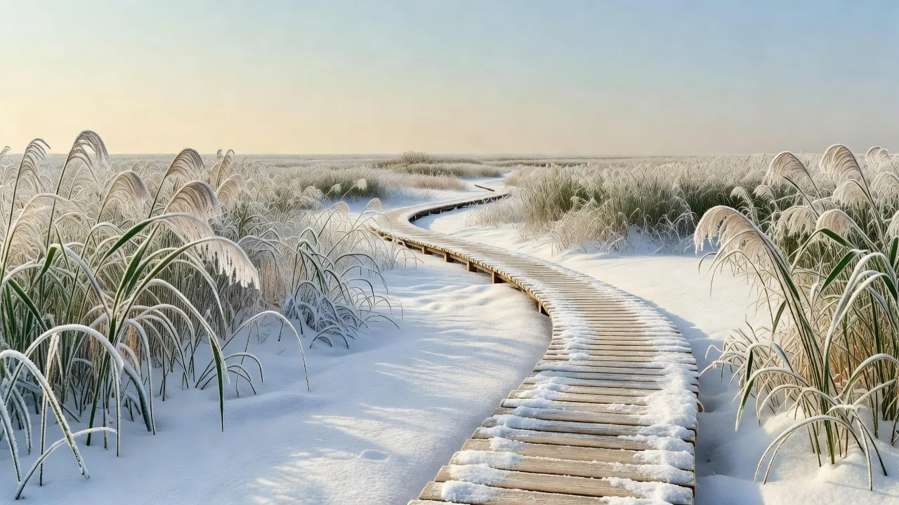 Snow On The Boardwalk